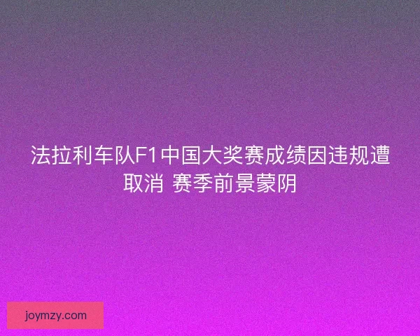 法拉利车队F1中国大奖赛成绩因违规遭取消 赛季前景蒙阴