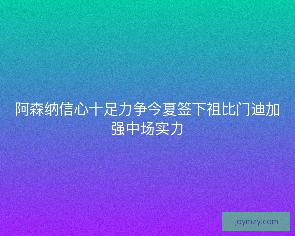 阿森纳信心十足力争今夏签下祖比门迪加强中场实力