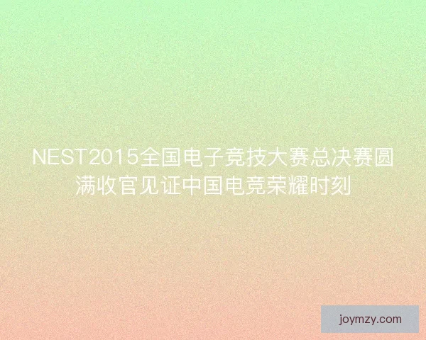 NEST2015全国电子竞技大赛总决赛圆满收官见证中国电竞荣耀时刻
